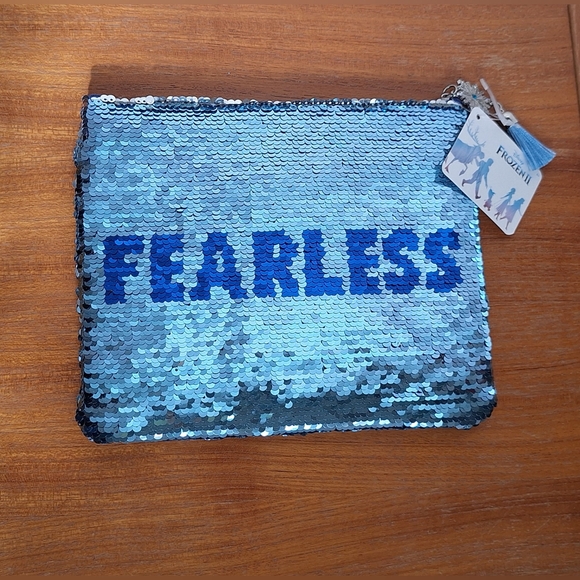 Disney Slippers Minnie Mouse Frozen Sequins Pencil Zip Pouch NEW Kid's Gift - Picture 2 of 9